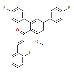 ChemSpider 2D Image | (2E)-1-(4,4''-Difluoro-5'-methoxy-1,1':3',1''-terphenyl-4'-yl)-3-(2-fluorophenyl)-2-propen-1-one | C28H19F3O2