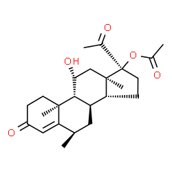 ChemSpider 2D Image | (6beta,8alpha,9beta,10alpha,11alpha,13alpha,14beta,17alpha)-11-Hydroxy-6-methyl-3,20-dioxopregn-4-en-17-yl acetate | C24H34O5