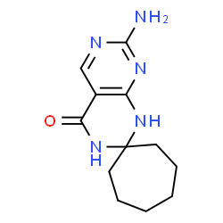 ChemSpider 2D Image | 7'-Amino-1'H-spiro[cycloheptane-1,2'-pyrimido[4,5-d]pyrimidin]-4'(3'H)-one | C12H17N5O