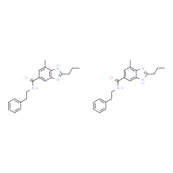ChemSpider 2D Image | 4-Methyl-N-(2-phenylethyl)-2-propyl-1H-benzimidazole-6-carboxamide - 7-methyl-N-(2-phenylethyl)-2-propyl-1H-benzimidazole-5-carboxamide (1:1) | C40H46N6O2