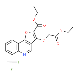 ChemSpider 2D Image | Ethyl 3-(2-ethoxy-2-oxoethoxy)-6-(trifluoromethyl)furo[3,2-c]quinoline-2-carboxylate | C19H16F3NO6