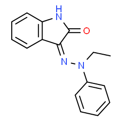 ChemSpider 2D Image | (3Z)-3-[Ethyl(phenyl)hydrazono]-1,3-dihydro-2H-indol-2-one | C16H15N3O