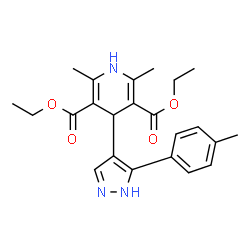 ChemSpider 2D Image | Diethyl 2,6-dimethyl-4-[5-(4-methylphenyl)-1H-pyrazol-4-yl]-1,4-dihydro-3,5-pyridinedicarboxylate | C23H27N3O4