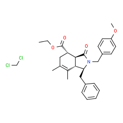 ChemSpider 2D Image | Ethyl (1S,3aS,4S,7aS)-1-benzyl-2-(4-methoxybenzyl)-6,7-dimethyl-3-oxo-2,3,3a,4,5,7a-hexahydro-1H-isoindole-4-carboxylate - dichloromethane (1:1) | C29H35Cl2NO4