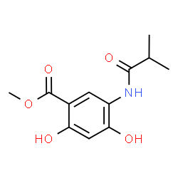 ChemSpider 2D Image | Methyl 2,4-dihydroxy-5-(isobutyrylamino)benzoate | C12H15NO5
