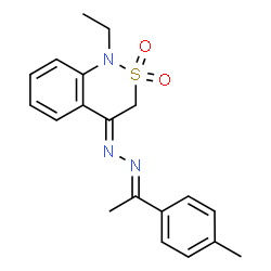 ChemSpider 2D Image | (4Z)-1-Ethyl-4-{(2E)-[1-(4-methylphenyl)ethylidene]hydrazono}-3,4-dihydro-1H-2,1-benzothiazine 2,2-dioxide | C19H21N3O2S