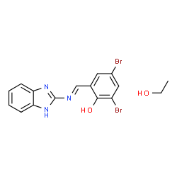 ChemSpider 2D Image | 2-[(E)-(1H-Benzimidazol-2-ylimino)methyl]-4,6-dibromophenol - ethanol (1:1) | C16H15Br2N3O2