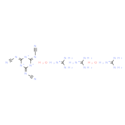 ChemSpider 2D Image | Diaminomethaniminium (2E,4E,6E)-2,4,6-tris(cyanoimino)-1,3,5-triazinane-1,3,5-triide hydrate (3:1:2) (name for given tautomer) | C9H22N18O2