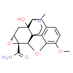 ChemSpider 2D Image | (1R,5R,13R,14S,16R)-18-Hydroxy-10-methoxy-4-methyl-12,15-dioxa-4-azahexacyclo[9.7.1.0~1,13~.0~5,18~.0~7,19~.0~14,16~]nonadeca-7(19),8,10-triene-14-carboxamide | C19H22N2O5