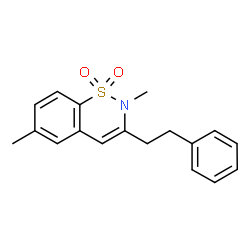ChemSpider 2D Image | 2,6-Dimethyl-3-(2-phenylethyl)-2H-1,2-benzothiazine 1,1-dioxide | C18H19NO2S