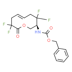 ChemSpider 2D Image | Benzyl [(3S,6E)-4,4,9,9-tetrafluoro-10-oxo-3,4,5,8,9,10-hexahydro-2H-oxecin-3-yl]carbamate | C17H17F4NO4