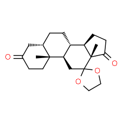 ChemSpider 2D Image | (5S,8S,9R,10R,13R,14R)-10,13-Dimethyldodecahydrospiro[cyclopenta[a]phenanthrene-12,2'-[1,3]dioxolane]-3,17(2H,4H)-dione | C21H30O4
