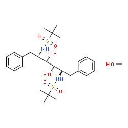 ChemSpider 2D Image | Methanol - 1,2,5,6-tetradeoxy-2,5-bis{[(2-methyl-2-propanyl)sulfonyl]amino}-1,6-diphenyl-D-iditol (1:1) | C27H44N2O7S2