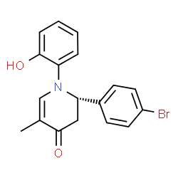 ChemSpider 2D Image | (2S)-2-(4-Bromophenyl)-1-(2-hydroxyphenyl)-5-methyl-2,3-dihydro-4(1H)-pyridinone | C18H16BrNO2