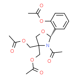 ChemSpider 2D Image | [(2R)-2-(2-Acetoxyphenyl)-3-acetyl-1,3-oxazolidine-4,4-diyl]bis(methylene) diacetate | C19H23NO8
