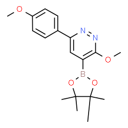 ChemSpider 2D Image | 3-Methoxy-6-(4-methoxyphenyl)-4-(4,4,5,5-tetramethyl-1,3,2-dioxaborolan-2-yl)pyridazine | C18H23BN2O4