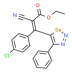 ChemSpider 2D Image | Ethyl (2Z)-3-(4-chlorophenyl)-2-cyano-3-(4-phenyl-1,2,3-selenadiazol-5-yl)acrylate | C20H14ClN3O2Se