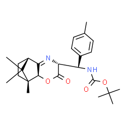 ChemSpider 2D Image | 2-Methyl-2-propanyl {(S)-(4-methylphenyl)[(1R,2S,5R,8S)-1,11,11-trimethyl-4-oxo-3-oxa-6-azatricyclo[6.2.1.0~2,7~]undec-6-en-5-yl]methyl}carbamate | C25H34N2O4