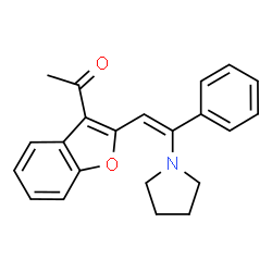 ChemSpider 2D Image | 1-{2-[(Z)-2-Phenyl-2-(1-pyrrolidinyl)vinyl]-1-benzofuran-3-yl}ethanone | C22H21NO2