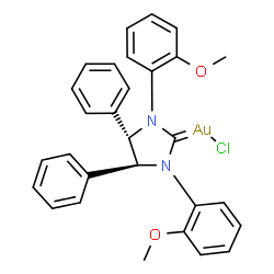 ChemSpider 2D Image | [(4S,5S)-1,3-Bis(2-methoxyphenyl)-4,5-diphenyl-2-imidazolidinylidene](chloro)gold | C29H26AuClN2O2
