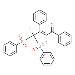 ChemSpider 2D Image | (2E)-4-Fluoro-1,3-diphenyl-4,4-bis(phenylsulfonyl)-2-buten-1-one | C28H21FO5S2