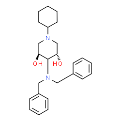 ChemSpider 2D Image | (3S,5S)-1-Cyclohexyl-4-(dibenzylamino)-3,5-piperidinediol | C25H34N2O2