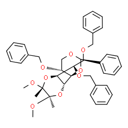 ChemSpider 2D Image | (2R,4R,5R)-5-(Benzyloxy)-4-{(2S,3S,5R,6R)-3-[(1R)-1,2-bis(benzyloxy)ethyl]-5,6-dimethoxy-5,6-dimethyl-1,4-dioxan-2-yl}-2-phenyl-1,3-dioxane | C41H48O9