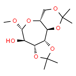 ChemSpider 2D Image | (4aR,6R,7R,7aR,10aR,10bR)-6-Methoxy-2,2,9,9-tetramethylhexahydro-4H-[1,3]dioxino[5,4-b][1,3]dioxolo[4,5-d]oxepin-7-ol | C14H24O7