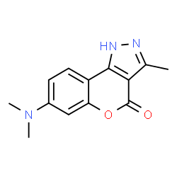 ChemSpider 2D Image | 7-(Dimethylamino)-3-methylchromeno[4,3-c]pyrazol-4(1H)-one | C13H13N3O2