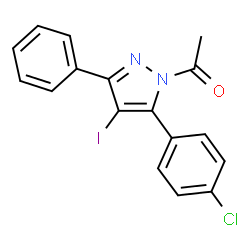 ChemSpider 2D Image | 1-[5-(4-Chlorophenyl)-4-iodo-3-phenyl-1H-pyrazol-1-yl]ethanone | C17H12ClIN2O