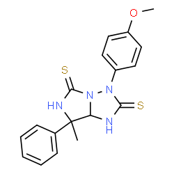 ChemSpider 2D Image | 3-(4-Methoxyphenyl)-7-methyl-7-phenyldihydro-1H-imidazo[1,5-b][1,2,4]triazole-2,5(3H,6H)-dithione | C18H18N4OS2
