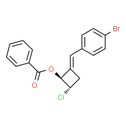 ChemSpider 2D Image | (1S,2E,4S)-2-(4-Bromobenzylidene)-4-chlorocyclobutyl benzoate | C18H14BrClO2