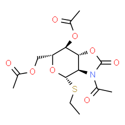 ChemSpider 2D Image | [(3aR,4S,6R,7S,7aR)-7-Acetoxy-3-acetyl-4-(ethylsulfanyl)-2-oxohexahydro-4H-pyrano[3,4-d][1,3]oxazol-6-yl]methyl acetate | C15H21NO8S