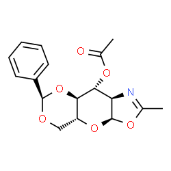 ChemSpider 2D Image | (3aR,4aR,7R,8aS,9R,9aR)-2-Methyl-7-phenyl-3a,4a,5,8a,9,9a-hexahydro[1,3]dioxino[4',5':5,6]pyrano[3,2-d][1,3]oxazol-9-yl acetate | C17H19NO6