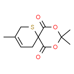 ChemSpider 2D Image | 3,9,9-Trimethyl-8,10-dioxa-1-thiaspiro[5.5]undec-3-ene-7,11-dione | C11H14O4S
