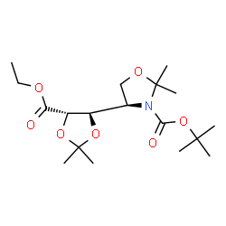 ChemSpider 2D Image | 2-Methyl-2-propanyl (4R)-4-[(4R,5S)-5-(ethoxycarbonyl)-2,2-dimethyl-1,3-dioxolan-4-yl]-2,2-dimethyl-1,3-oxazolidine-3-carboxylate | C18H31NO7