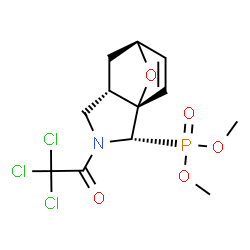 ChemSpider 2D Image | Dimethyl [(1S,2S,5S,7S)-3-(trichloroacetyl)-10-oxa-3-azatricyclo[5.2.1.0~1,5~]dec-8-en-2-yl]phosphonate | C12H15Cl3NO5P