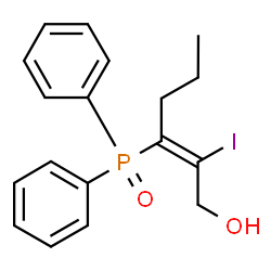 ChemSpider 2D Image | (2E)-3-(Diphenylphosphoryl)-2-iodo-2-hexen-1-ol | C18H20IO2P