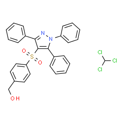 ChemSpider 2D Image | {4-[(1,3,5-Triphenyl-1H-pyrazol-4-yl)sulfonyl]phenyl}methanol - chloroform (1:1) | C29H23Cl3N2O3S