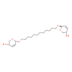 ChemSpider 2D Image | (3S,6S,3'S,6'R)-6,6'-[1,12-Dodecanediylbis(oxy)]bis(3,6-dihydro-2H-pyran-3-ol) | C22H38O6