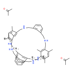 ChemSpider 2D Image | Acetone - 2,16,18,32,45,47-hexamethyl-5,13,21,29,34,42-hexaazaheptacyclo[15.15.11.1~3,31~.1~7,11~.1~15,19~.1~23,27~.1~36,40~]octatetraconta-1,3(45),7(48),8,10,15(47),16,18,23(46),24,26,31,36(44),37,39
-pentadecaene (2:1) | C54H72N6O2