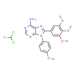 ChemSpider 2D Image | 9-(4-Methoxyphenyl)-8-(3,4,5-trimethoxyphenyl)-9H-purin-6-amine - chloroform (1:1) | C22H22Cl3N5O4