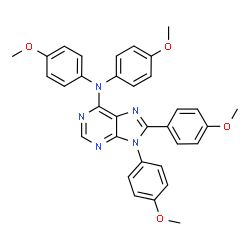 ChemSpider 2D Image | N,N,8,9-Tetrakis(4-methoxyphenyl)-9H-purin-6-amine | C33H29N5O4