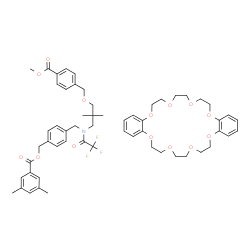 ChemSpider 2D Image | 4-{[(3-{[4-(Methoxycarbonyl)benzyl]oxy}-2,2-dimethylpropyl)(trifluoroacetyl)amino]methyl}benzyl 3,5-dimethylbenzoate - 6,7,9,10,12,13,20,21,23,24,26,27-dodecahydrodibenzo[b,n][1,4,7,10,13,16,19,22]oct
aoxacyclotetracosine (1:1) | C57H68F3NO14