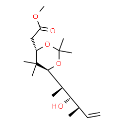ChemSpider 2D Image | Methyl {(4S,6S)-6-[(2R,3S,4S)-3-hydroxy-4-methyl-5-hexen-2-yl]-2,2,5,5-tetramethyl-1,3-dioxan-4-yl}acetate | C18H32O5