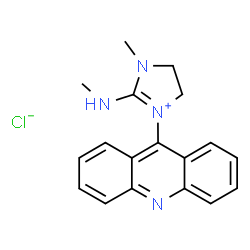 ChemSpider 2D Image | 3-(9-Acridinyl)-1-methyl-2-(methylamino)-4,5-dihydro-1H-imidazol-3-ium chloride | C18H19ClN4