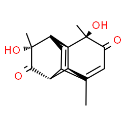 ChemSpider 2D Image | (1S,2S,3R,7R,8R,10R)-3,10-Dihydroxy-3,6,10,12-tetramethyltricyclo[6.2.2.0~2,7~]dodeca-5,11-diene-4,9-dione | C16H20O4