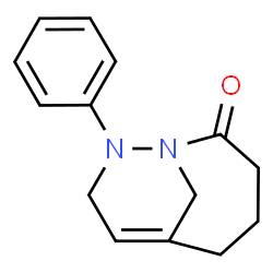 ChemSpider 2D Image | 9-Phenyl-1,9-diazabicyclo[4.3.1]dec-6-en-2-one | C14H16N2O