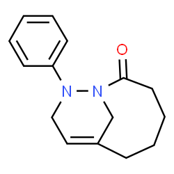 ChemSpider 2D Image | 10-Phenyl-1,10-diazabicyclo[5.3.1]undec-7-en-2-one | C15H18N2O