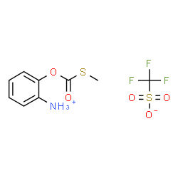 ChemSpider 2D Image | 2-{[(Methylsulfanyl)carbonyl]oxy}anilinium trifluoromethanesulfonate | C9H10F3NO5S2